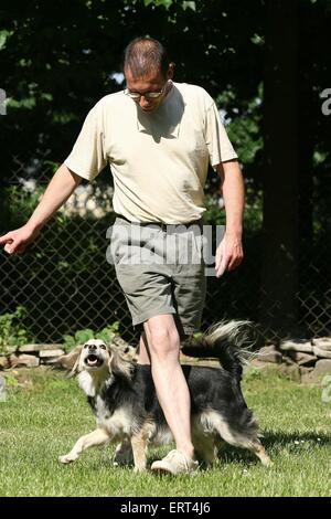 uomo con il cane Foto Stock