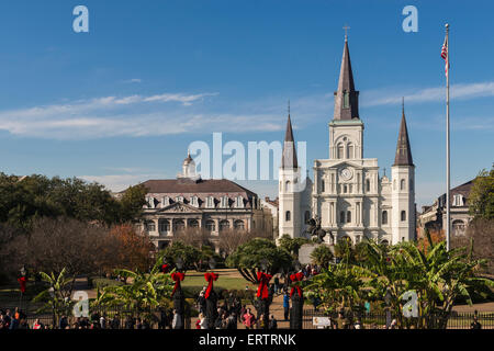 St Louis Cathedral, Jackson Square New Orleans, Louisiana, Stati Uniti d'America Foto Stock