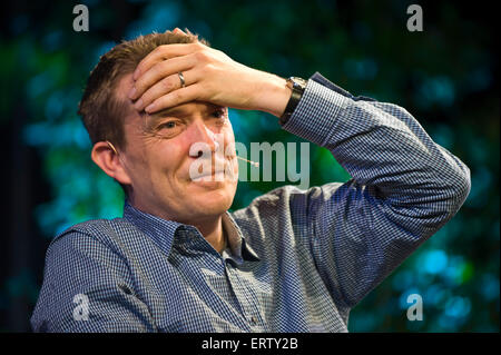 David Mitchell romanziere parlando sul palco a Hay Festival 2015 Foto Stock