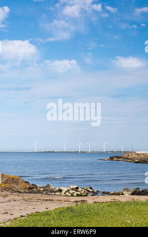 FALKENBERG, Svezia - 5 giugno 2015: Wind Turbine di alimentazione e salute naturale il 5 giugno a Falkenberg (Svezia). Foto Stock