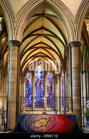 Salisbury, Wiltshire, Regno Unito. Il 7 giugno, 2015. Sole estivo alla storica cattedrale di Salisbury, Salisbury, Wiltshire domenica 7 giugno 2015 Credit: KEITH MAYHEW/Alamy Live News Foto Stock