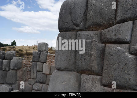 Le rovine di Sacsayhauman in Cusco, Perù Foto Stock