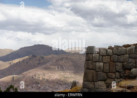 Le rovine di Sacsayhauman in Cusco, Perù Foto Stock