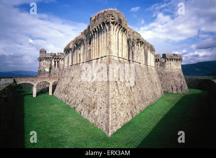 Antica fortezza a Sarzana, Italia Foto Stock