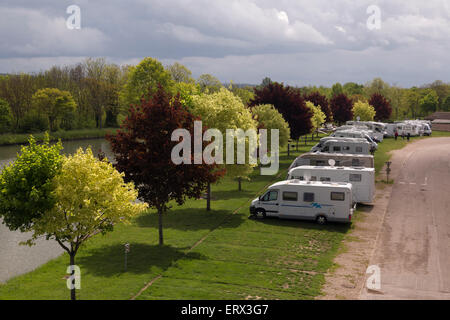 Mobilehome scalo di Charmes, Vosges, Francia Foto Stock