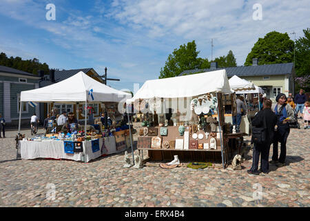 Piazza del mercato nella città vecchia Porvoo Finlandia Foto Stock