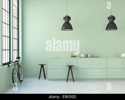 Moderno loft. Il rendering 3D Foto Stock