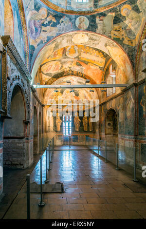 Vista della cappella laterale con mosaici bizantini e gli affreschi della Chiesa di Chora o il Museo Kariye, Istanbul, Turchia Foto Stock