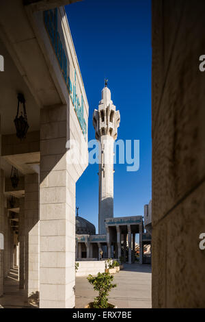 Minareto, il Re Abdullah mi moschea di Amman, Giordania. Foto Stock