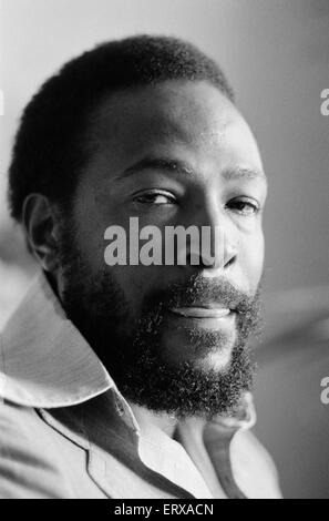 Il cantante di Marvin Gaye pone per un ritratto durante la sua prima visita a Londra. Il 27 settembre 1976. Foto Stock