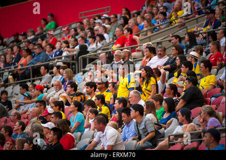 Vancouver, Canada. 8 Giugno, 2015. Ecuador tifosi durante il round di apertura corrispondenza tra il Camerun e l'Ecuador della FIFA Coppa del Mondo Donne Canada 2015 presso lo Stadio BC Place. Il Camerun ha vinto la partita 6-0. Credito: Matt Jacques/Alamy Live News Foto Stock