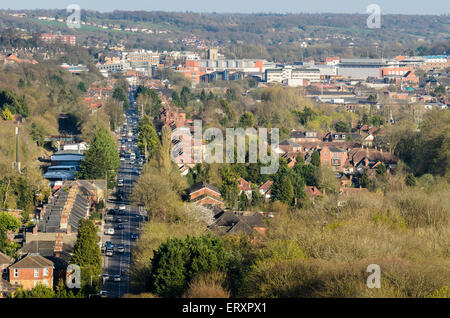 High Wycombe, Buckinghamshire, Inghilterra, Regno Unito visto dal West Wycombe Hill. Foto Stock