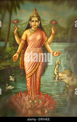 Goddess Lakshmi Painting , Idar , Edar , Modasa , Sabarkantha , Gujarat , India , Asia Foto Stock