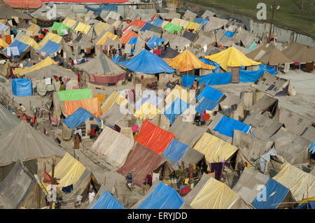 Tenda House di kumbha Mela di Allahabad Uttar Pradesh, India Foto Stock