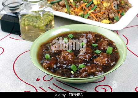Pollo e Manchurian chicken fried rice India PR#743Ah Foto Stock