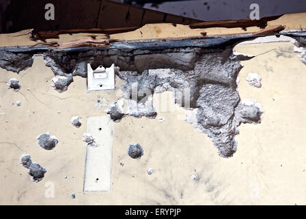 26/11 Mumbai terrore attacco 2008 , bullet marks , Nariman House , Sinagoga , Chabad House , Colaba , Bombay , Mumbai , Maharashtra , India , Asia Foto Stock