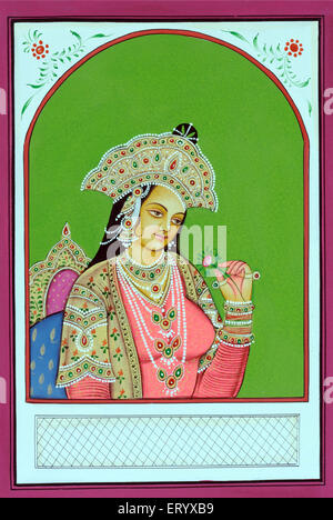 La pittura in miniatura della regina Mughal Mumtaz Mahal Foto Stock