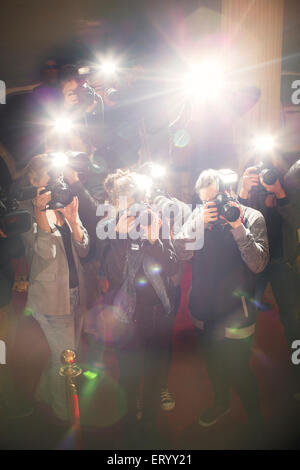 Lens Flare flash da paparazzi fotografi telecamere Foto Stock