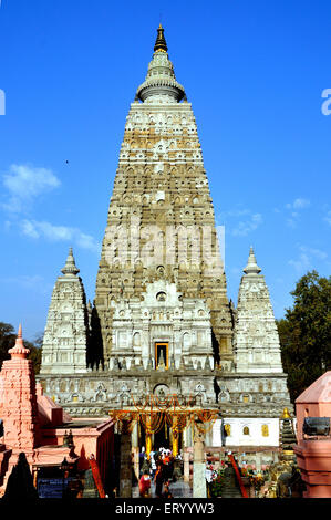 Tempio Mahabodhi, Mahabodhi Mahavihar, patrimonio dell'umanità dell'UNESCO, Bodhgaya, Bihar, India, Asia Foto Stock