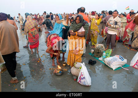 Gangasagar mela , ganga sagar fiera , Makarsankranti Mela , makar sankranti fiera , Ganga Snan , sagar isola , sagar , Bengala Occidentale , India , asia Foto Stock