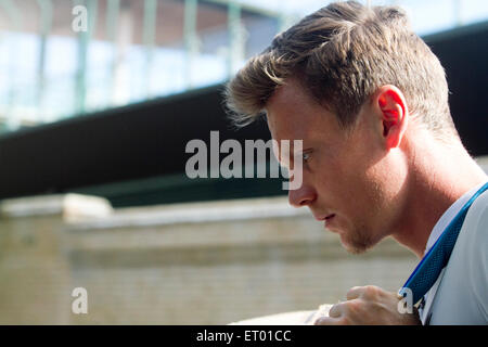 Il torneo di Wimbledon, Londra, Regno Unito. Decimo Giugno, 2015. Ceca giocatore di tennis Tomas BERDYCH arriva a WImbledon AELTC per la pratica del credito: amer ghazzal/Alamy Live News Foto Stock