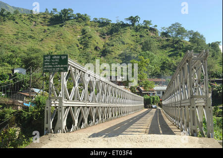 Ponte di Khudi Khola sul fiume Marsyangdi , Bhulbhule , Lamjung , Gandaki , Nepal , Repubblica Democratica del Nepal , Asia meridionale , Asia Foto Stock