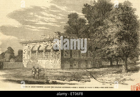 Casa , Arrah , Bhojpur , fortificata contro i mutineers Dinapore , Bihar , India , vecchia annata del 1800 Foto Stock