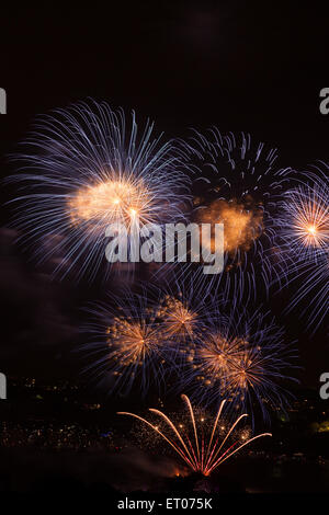 Fuochi d'artificio a mezzanotte di Capodanno Sydney Australia 2014 Foto Stock