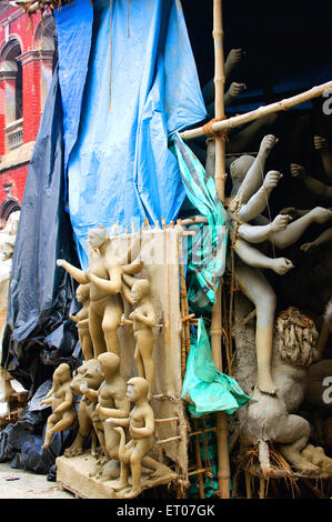 Dea Durga Puja preparazione , Kumartuli , Kumortuli , Coomartolly , Calcutta , Kolkata , Bengala Occidentale , India , Asia Foto Stock