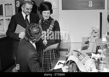 Lancio di Radio BRMB, Birmingham, martedì 19 febbraio 1974. BRMB è il quarto independent commerciale locale stazione radio per iniziare la trasmissione in Gran Bretagna. Foto Stock