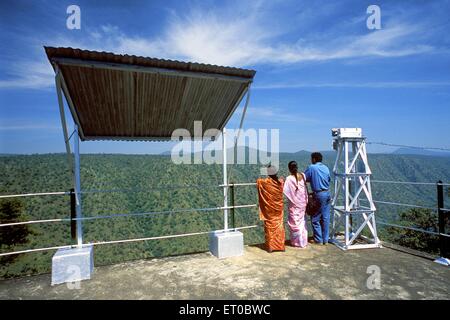 Turisti che si godono il paesaggio Sigur Moyar dal punto di vista vicino a Masinagudi ; Ooty ; Ootacamund ; Udhagamandalam Foto Stock