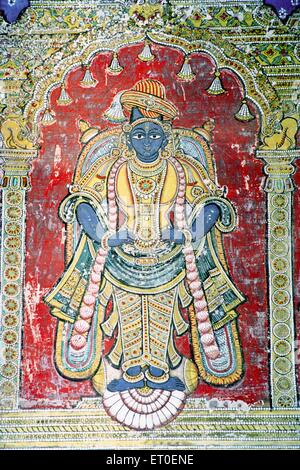 Murale di vithoba in maratti darbar hall a thanjavur palace ; Tanjore ; Tamil Nadu ; India Foto Stock