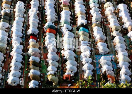 I musulmani offrendo namaaz in Mumbra ; Bombay ora Mumbai ; Maharashtra ; India Foto Stock