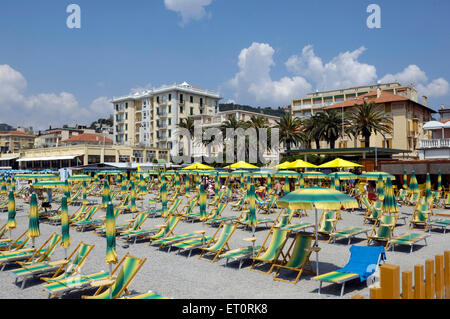 Vista sul mare di Noli beach, Liguria, Italia Foto Stock