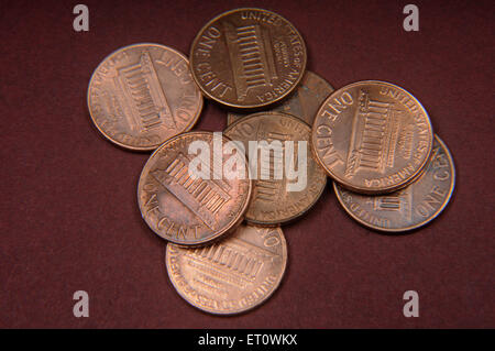 Concetto di uno americano cent penny Foto Stock