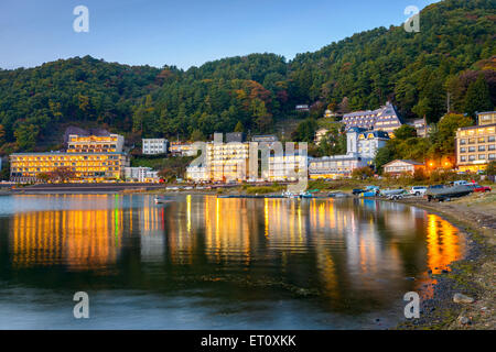 Kawaguchi, Giappone lakeside hotel. Foto Stock