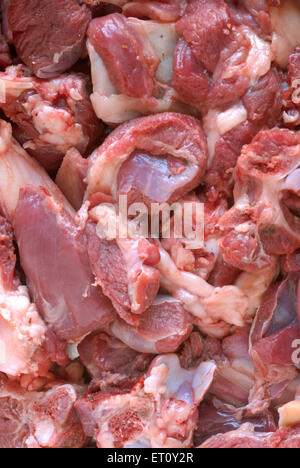 Carne rossa di capra di montone che celebra Bakri Id, Borivali, Bombay, Mumbai, Maharashtra, India Foto Stock