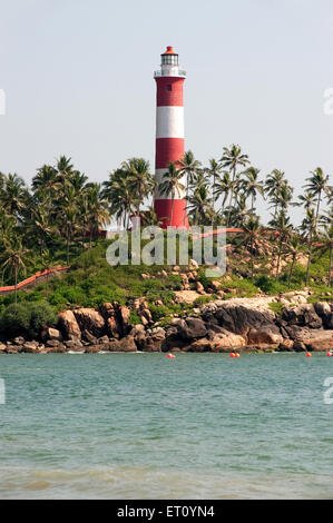 Faro sulla spiaggia di Kovalam ; Trivandrum ; Thiruvananthapuram ; Kerala ; India ; Asia Foto Stock