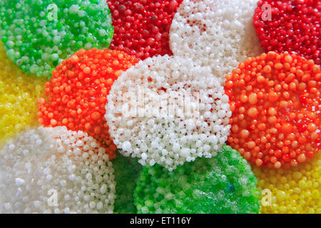 Colorato materie sabudana papad poppadom sago cycas circinalis metroxylon sagu Foto Stock