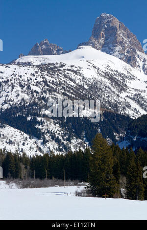 Vista del pendio ovest del Teton Mountain Range in Wyoming, STATI UNITI D'AMERICA. Foto Stock