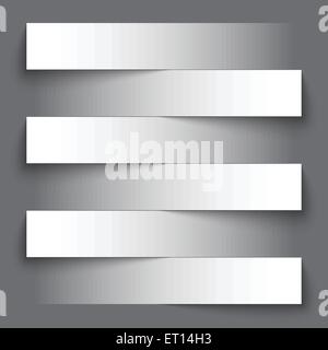 Vuota la striscia di carta banner con ombre su sfondo grigio scuro. EPS RGB 10 illustrazione vettoriale Illustrazione Vettoriale