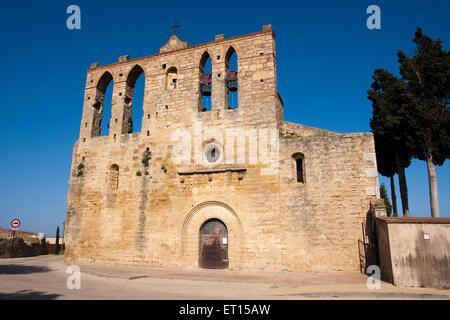 Chiesa di Sant Esteve de Peratallada (Forallac). Romanico. XIII secolo. Foto Stock