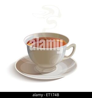 Isolato bianco realistico tazza da caffè con piattino su sfondo bianco. EPS RGB 10 illustrazione vettoriale Illustrazione Vettoriale