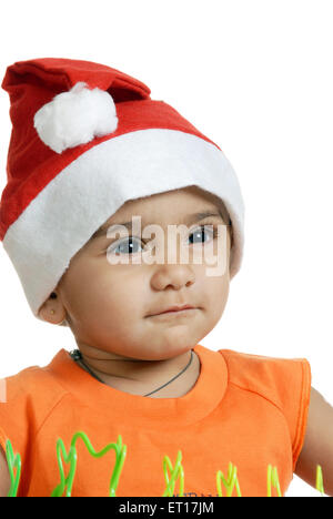 Baby indossando Santa Claus cap signor#152 Foto Stock