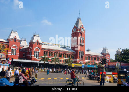 Stazione ferroviaria centrale di Chennai, M.G. Stazione ferroviaria centrale di Ramachandran, Chennai Central, Madras, Chennai, Tamil Nadu, India, Asia, Asia, India Foto Stock