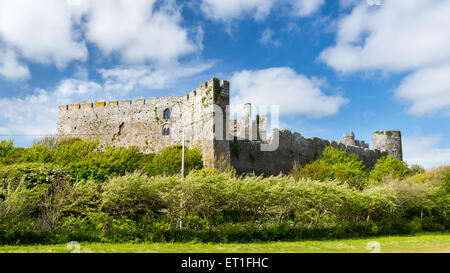 Il Normanno Manorbier Castle West Wales UK Europa Foto Stock