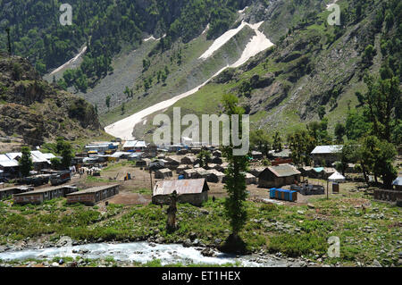 Villaggio nella valle, Kashmir, Jammu e Kashmir, territorio dell'Unione, UT, India, Asia, Asia, India Foto Stock