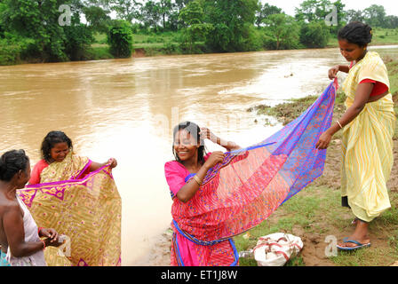 Donne che indossano sari, tribù ho, popoli tribali, Chakracharpur, West Singhbhum, Jharkhand, India, Asia Foto Stock