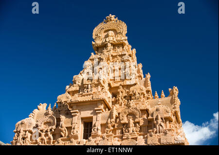 Gopuram del tempio brihadeshwara ; Thanjavur ; Tamil Nadu ; India Foto Stock