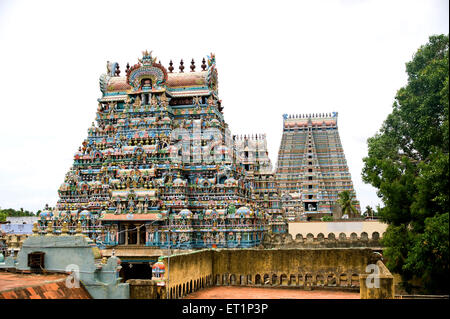 Gopuram di sri ranganathaswamy tempio di srirangam vicino Tiruchirappalli ; Tamil Nadu ; India Foto Stock